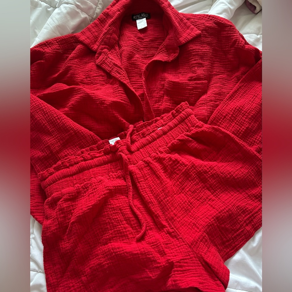Hot Miami Styles Red Textured Set. SUPER SOFT 100%COTTON